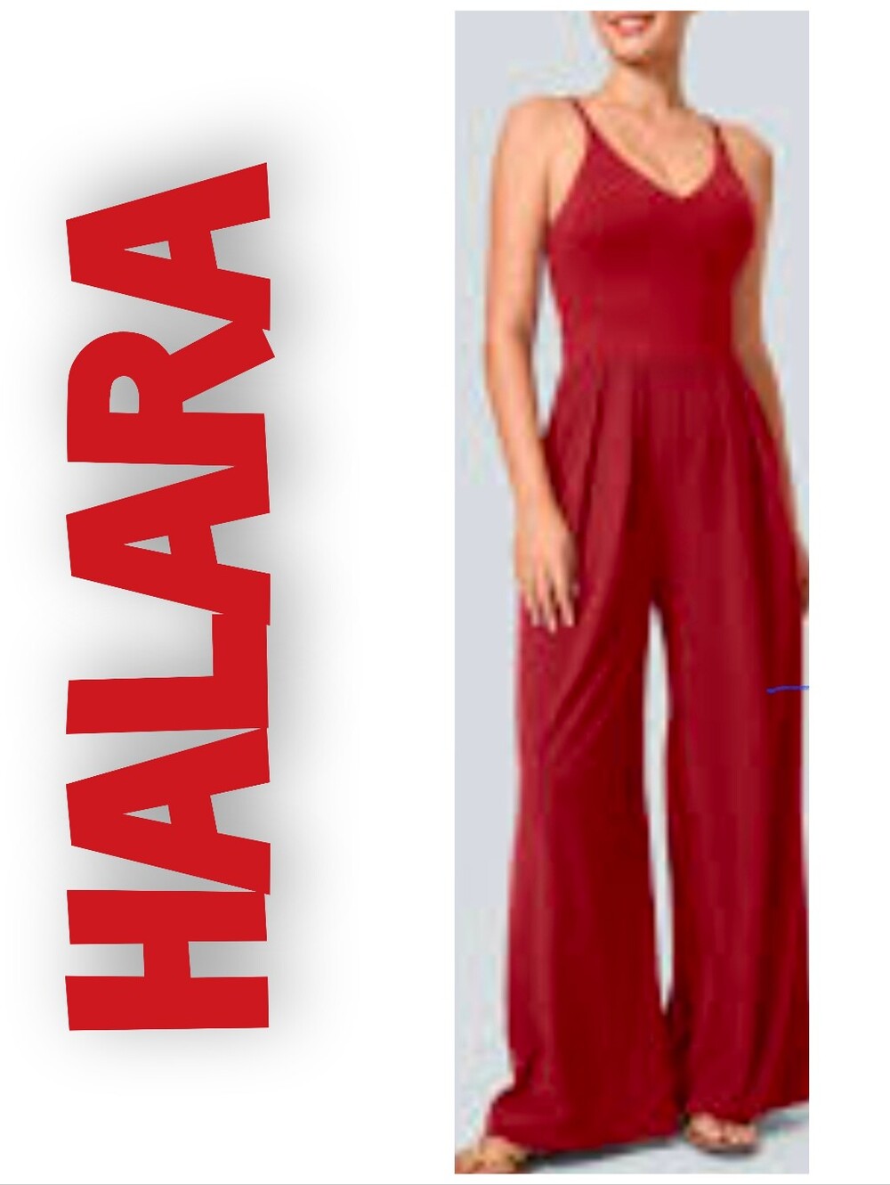 HALARA Red Wide-Leg Jumpsuit Size Large